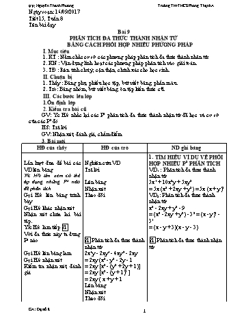 Giáo án Đại số Lớp 8 - Tuần 8 - Năm học 2017-2018 - Nguyễn Thanh Phương