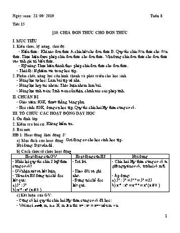 Giáo án Đại số Lớp 8 - Tuần 8 - Năm học 2019-2020 - Huỳnh Văn Giàu