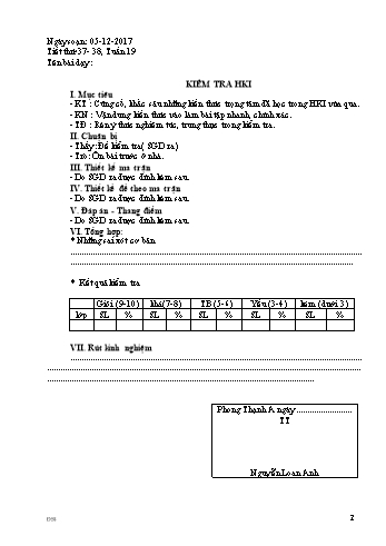 Giáo án Đại số Lớp 9 - Tuần 19 - Năm học 2017-2018 - Nguyễn Thanh Phương