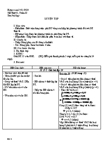 Giáo án Đại số Lớp 9 - Tuần 22 - Năm học 2017-2018 - Nguyễn Thanh Phương