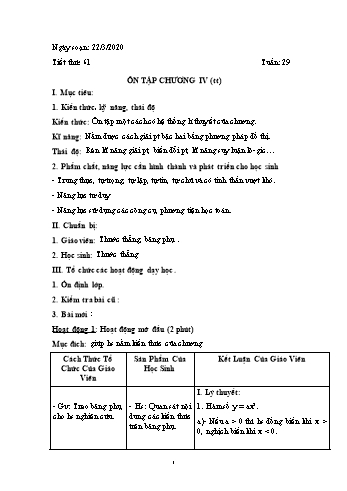 Giáo án Đại số Lớp 9 - Tuần 29 - Năm học 2019-2020 - Trường THCS Phong Thạnh Tây