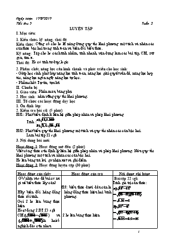 Giáo án Đại số Lớp 9 - Tuần 3 - Năm học 2019-2020 - Trường THCS Phong Thạnh Tây