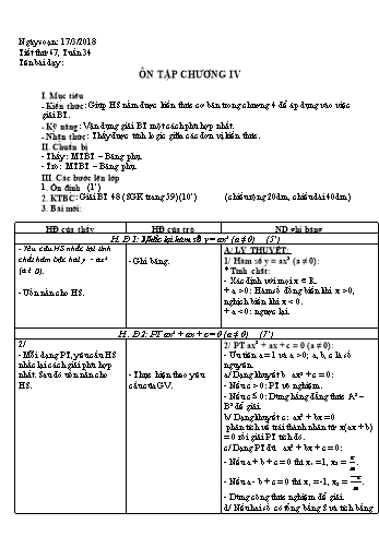 Giáo án Đại số Lớp 9 - Tuần 34 - Năm học 2017-2018 - Nguyễn Thanh Phương