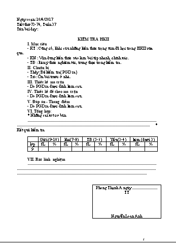 Giáo án Đại số Lớp 9 - Tuần 37 - Năm học 2017-2018 - Nguyễn Thanh Phương