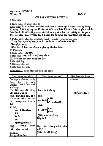 Giáo án Đại số Lớp 9 - Tuần 8 - Năm học 2019-2020 - Trường THCS Phong Thạnh Tây
