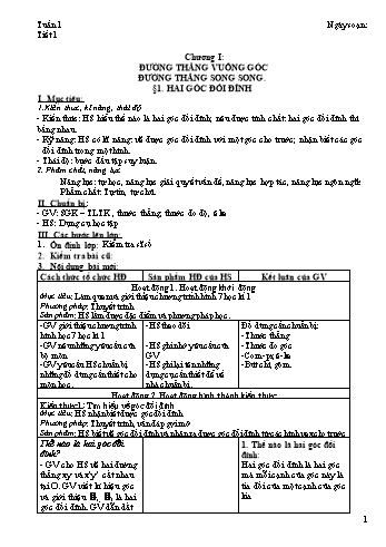 Giáo án Hình học 7 - Tuần 1+2+3 - Năm học 2019-2020 - Trần Ngọc Bích