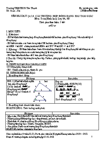 Giáo án Hình học 8 CV 5512 - Tuần 22+23+24 - Năm học 2020-2021 - Lê Nguyên Khang