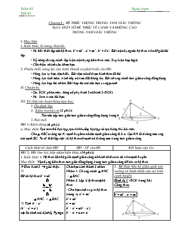 Giáo án Hình học 9 - Tuần 1+2+3 - Năm học 2019-2020 - Huỳnh Văn Hưởng