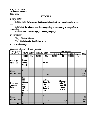 Giáo án Hình học Lớp 6 - Tuần 14 - Năm học 2017-2018 - Nguyễn Loan Anh