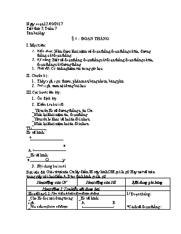 Giáo án Hình học Lớp 6 - Tuần 7 - Năm học 2017-2018 - Nguyễn Loan Anh