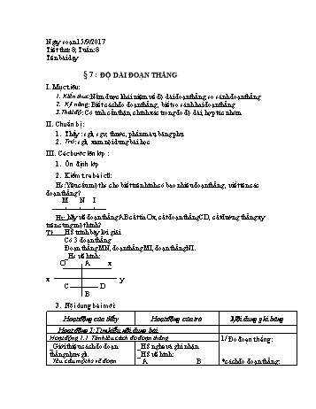 Giáo án Hình học Lớp 6 - Tuần 8 - Năm học 2017-2018 - Nguyễn Loan Anh