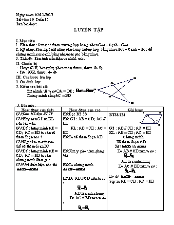 Giáo án Hình học Lớp 7 - Tuần 15 - Năm học 2017-2018 - Nguyễn Loan Anh