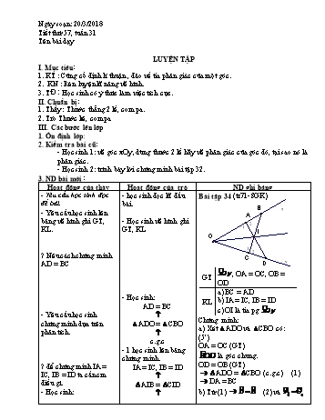 Giáo án Hình học Lớp 7 - Tuần 31 - Năm học 2017-2018 - Nguyễn Loan Anh