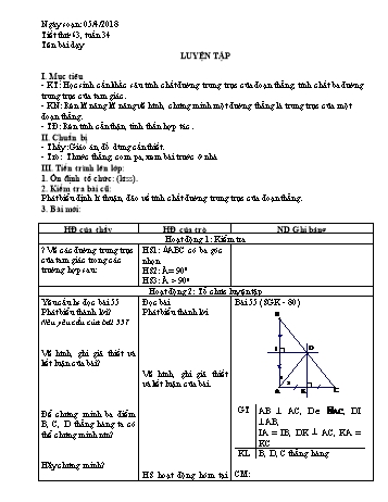 Giáo án Hình học Lớp 7 - Tuần 34 - Năm học 2017-2018 - Nguyễn Loan Anh