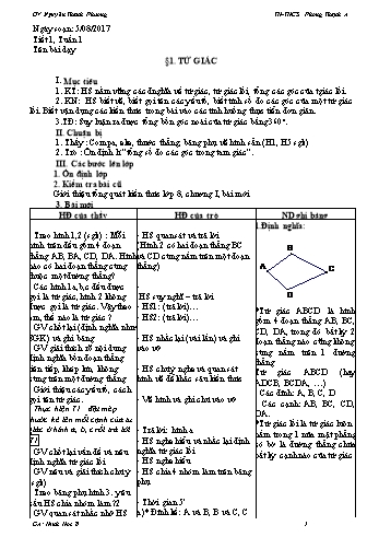 Giáo án Hình học Lớp 8 - Tuần 1 - Năm học 2017-2018 - Nguyễn Thanh Phương