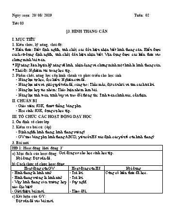 Giáo án Hình học Lớp 8 - Tuần 2 - Năm học 2019-2020 - Huỳnh Văn Giàu