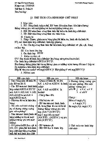 Giáo án Hình học Lớp 8 - Tuần 34 - Năm học 2017-2018 - Nguyễn Thanh Phương