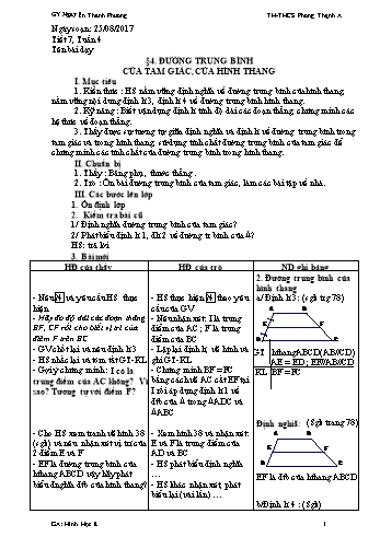 Giáo án Hình học Lớp 8 - Tuần 4 - Năm học 2017-2018 - Nguyễn Thanh Phương