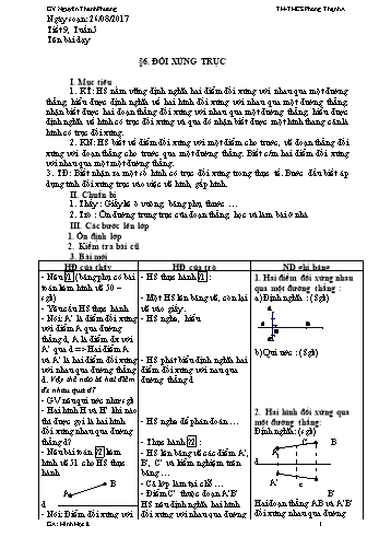Giáo án Hình học Lớp 8 - Tuần 5 - Năm học 2017-2018 - Nguyễn Thanh Phương