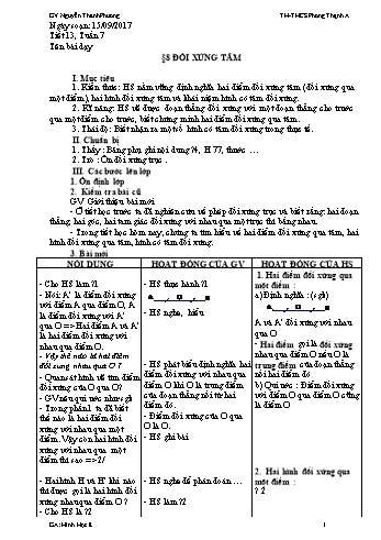 Giáo án Hình học Lớp 8 - Tuần 7 - Năm học 2017-2018 - Nguyễn Thanh Phương