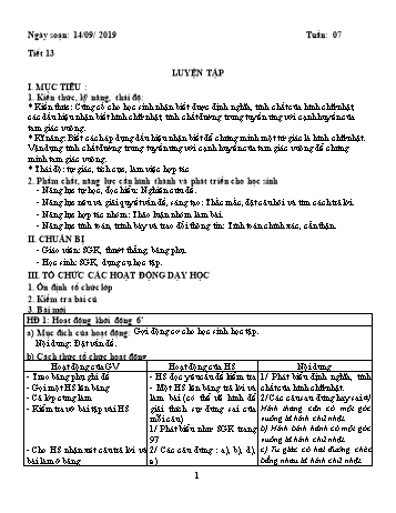 Giáo án Hình học Lớp 8 - Tuần 7 - Năm học 2019-2020 - Huỳnh Văn Giàu