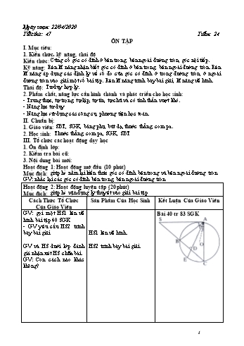 Giáo án Hình học Lớp 9 - Tuần 24 - Năm học 2019-2020 - Trường THCS Phong Thạnh Tây