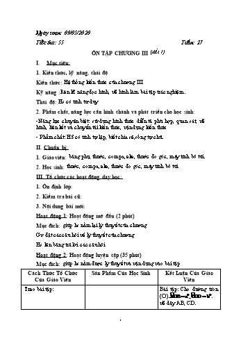 Giáo án Hình học Lớp 9 - Tuần 27, Tiết 55 - Năm học 2019-2020 - Trường THCS Phong Thạnh Tây