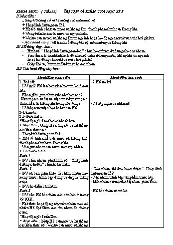 Giáo án Khoa học 4 - Tiết 33: Ôn tập và kiểm tra học kì I