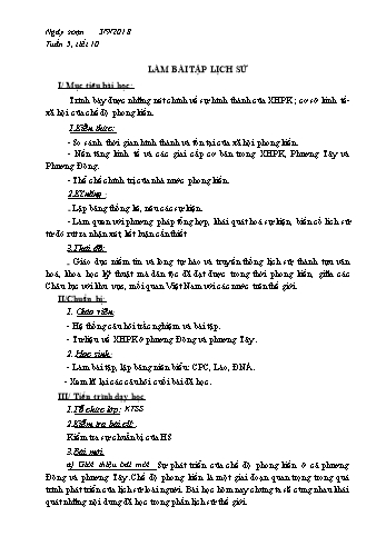 Giáo án Lịch sử Lớp 7 - Tiết 10: Làm bài tập lịch sử - Năm học 2017-2018