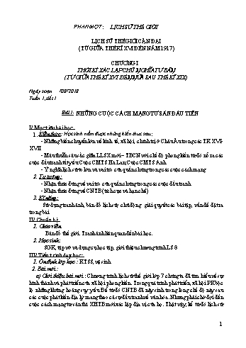 Giáo án Lịch sử Lớp 8 - Tiết 1 - Năm học 2018-2019 - Phan Thanh Rạng