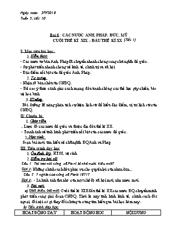 Giáo án Lịch sử Lớp 8 - Tiết 10 - Năm học 2018-2019 - Phan Thanh Rạng