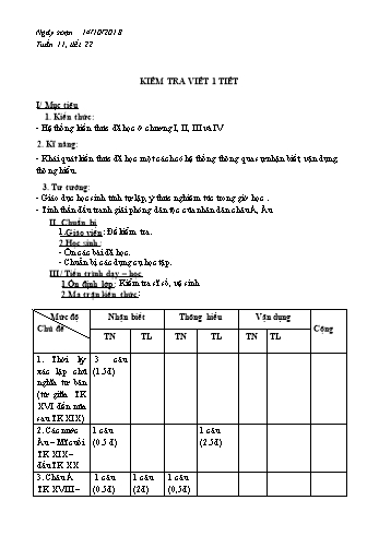 Giáo án Lịch sử Lớp 8 - Tiết 22 - Năm học 2018-2019 - Phan Thanh Rạng