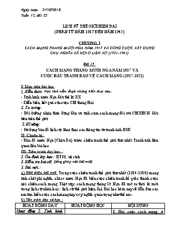 Giáo án Lịch sử Lớp 8 - Tiết 23 - Năm học 2018-2019 - Phan Thanh Rạng