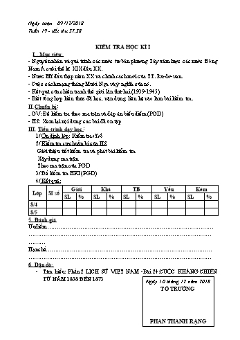 Giáo án Lịch sử Lớp 8 - Tiết 37+38 - Năm học 2018-2019 - Phan Thanh Rạng