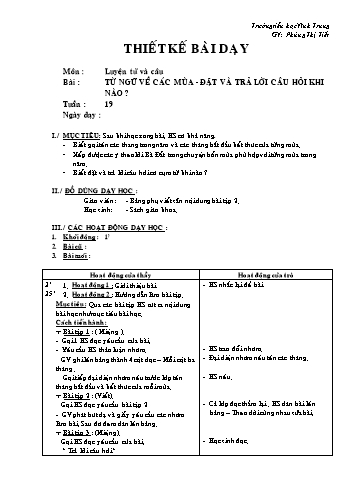 Giáo án Luyện từ và câu Lớp 2 - Tuần 19 - Phùng Thị Tiết
