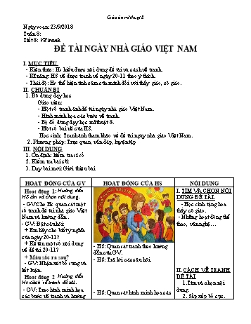 Giáo án Mĩ thuật Lớp 8 - Tuần 8 - Năm học 2018-2019 - Hoàng Bá Hiền