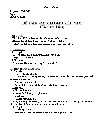 Giáo án Mĩ thuật Lớp 8 - Tuần 9 đến 15 - Năm học 2018-2019 - Hoàng Bá Hiền