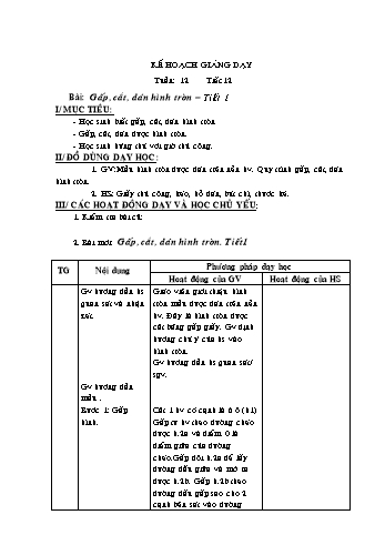 Giáo án môn Thủ công Lớp 2 - Tuần 12: Gấp, cắt, dán hình tròn