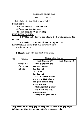 Giáo án môn Thủ công Lớp 2 - Tuần 13: Gấp, cắt, dán hình tròn