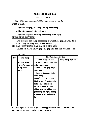 Giáo án môn Thủ công Lớp 2 - Tuần 20: Gấp, cắt, trang trí thiếp chúc mừng