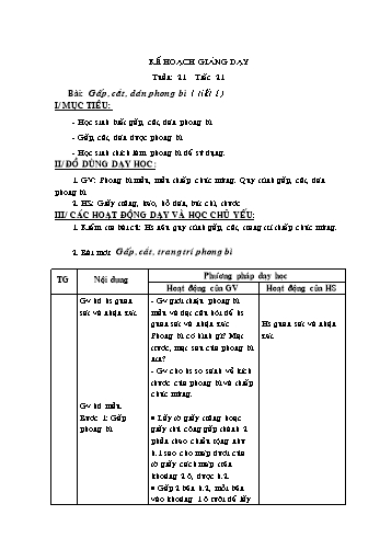 Giáo án môn Thủ công Lớp 2 - Tuần 21: Gấp, cắt, dán phong bì