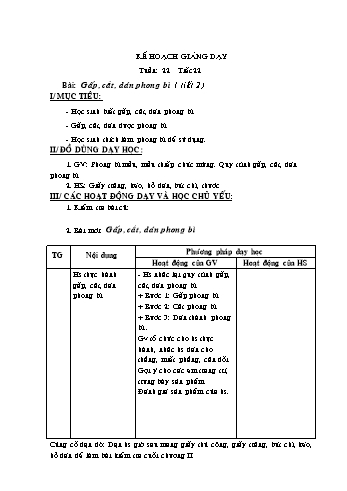 Giáo án môn Thủ công Lớp 2 - Tuần 22: Gấp, cắt, dán phong bì