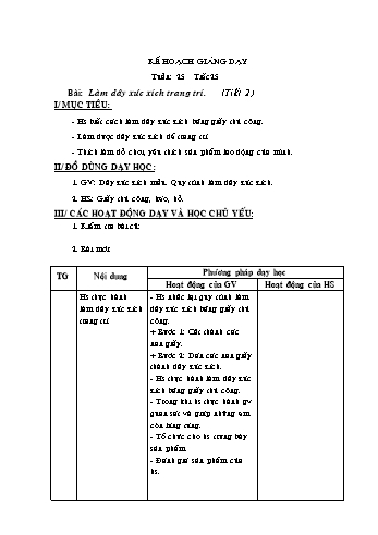 Giáo án môn Thủ công Lớp 2 - Tuần 25: Làm dây xúc xích trang trí