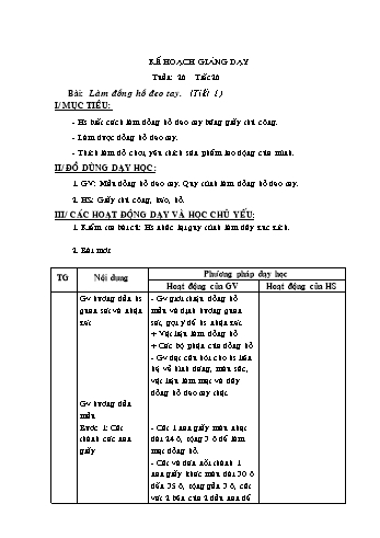 Giáo án môn Thủ công Lớp 2 - Tuần 26: Làm đồng hồ đeo tay