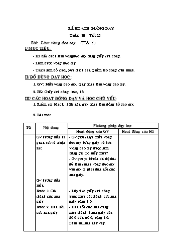 Giáo án môn Thủ công Lớp 2 - Tuần 28: Làm vòng đeo tay