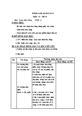 Giáo án môn Thủ công Lớp 2 - Tuần 32: Làm đèn lồng