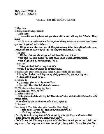 Giáo án Ngữ văn Lớp 6 - Tuần 7 - Năm học 2019-2020 - Huỳnh Thanh Tùng