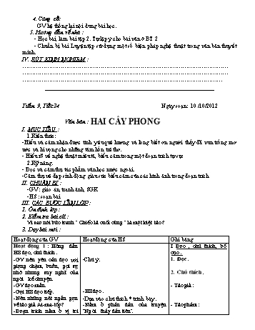 Giáo án Ngữ văn Lớp 8 - Tuần 9 - Năm học 2011-2012 - Trần Đức Ngọ