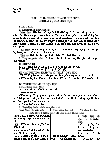 Giáo án Sinh học 6 - Tuần 1+2+3 - Trần Ngọc Bích