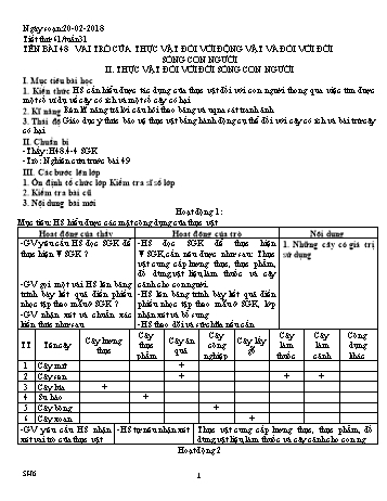 Giáo án Sinh học Lớp 6, Tuần 31 - Năm học 2016-2017 - Nguyễn Loan Anh